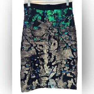 Topshop Black Iridescent Sequin Bodycon Skirt
Size 6 Mermaid Pencil Party